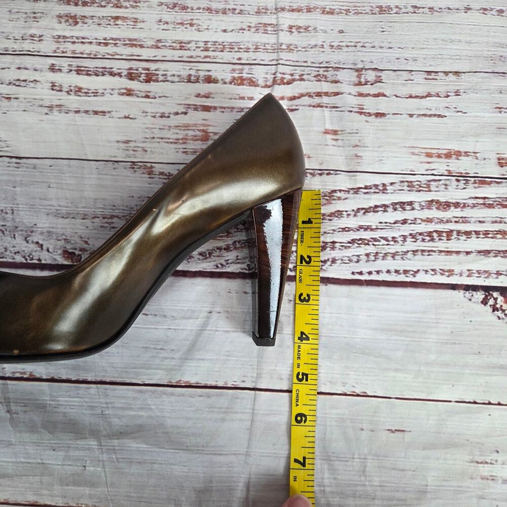 Stuart Weitzman Bonze Peep Toe Pumps Sz 9 Chunky Heel Classic Office Party Glam - Picture 9 of 9